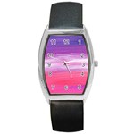 Abstract In Pink & Purple Tonneau Leather Watch