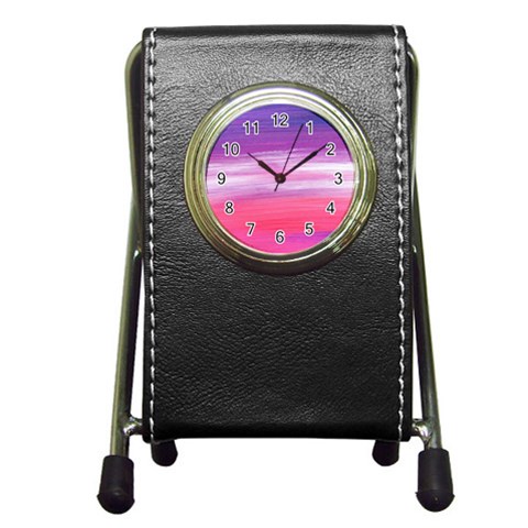Abstract In Pink & Purple Stationery Holder Clock from ArtsNow.com Front
