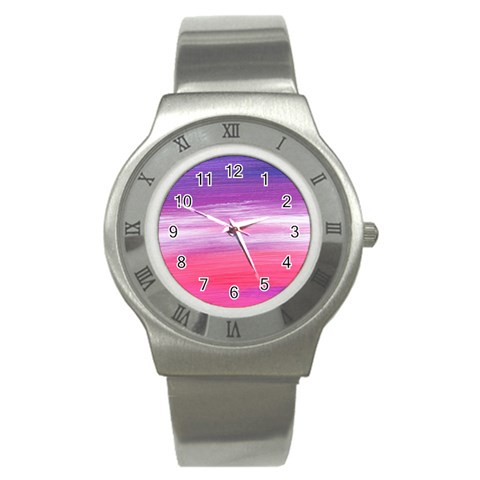 Abstract In Pink & Purple Stainless Steel Watch (Slim) from ArtsNow.com Front