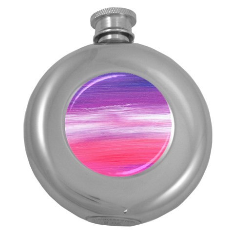Abstract In Pink & Purple Hip Flask (Round) from ArtsNow.com Front