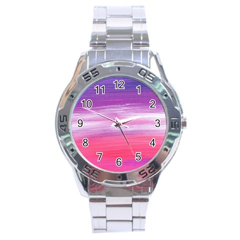 Abstract In Pink & Purple Stainless Steel Watch from ArtsNow.com Front