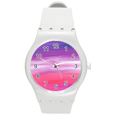 Abstract In Pink & Purple Plastic Sport Watch (Medium) from ArtsNow.com Front