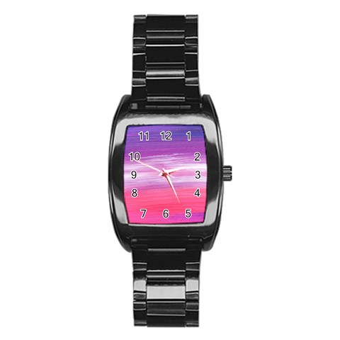 Abstract In Pink & Purple Stainless Steel Barrel Watch from ArtsNow.com Front