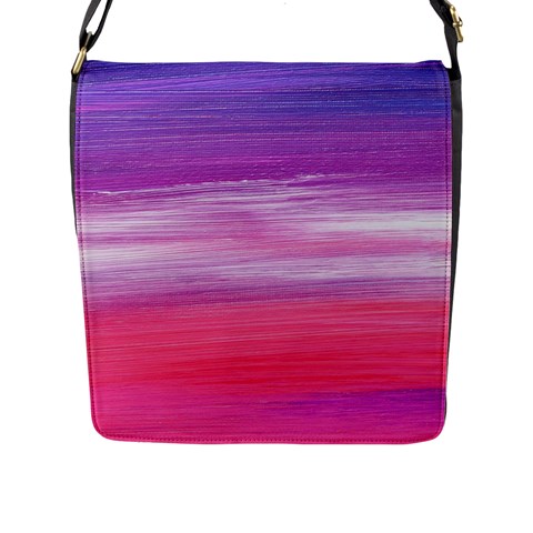 Abstract In Pink & Purple Flap Closure Messenger Bag (Large) from ArtsNow.com Front