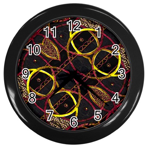 Luxury Futuristic Ornament Wall Clock (Black) from ArtsNow.com Front