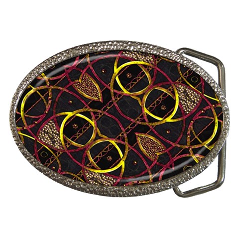 Luxury Futuristic Ornament Belt Buckle (Oval) from ArtsNow.com Front