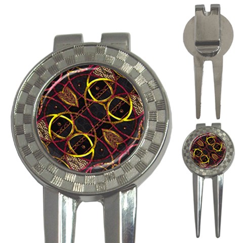 Luxury Futuristic Ornament Golf Pitchfork & Ball Marker from ArtsNow.com Front