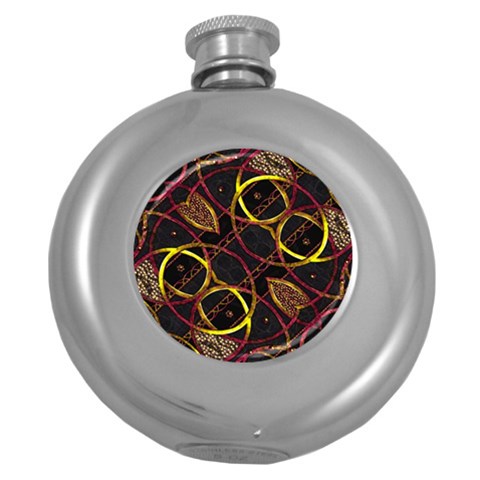 Luxury Futuristic Ornament Hip Flask (Round) from ArtsNow.com Front