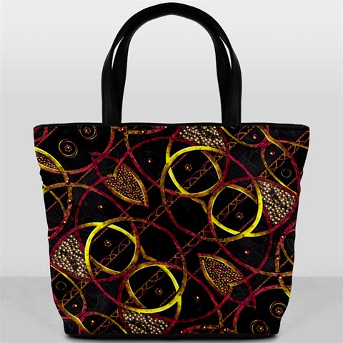 Luxury Futuristic Ornament Bucket Handbag from ArtsNow.com Front