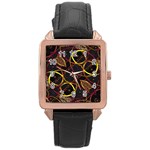 Luxury Futuristic Ornament Rose Gold Leather Watch 