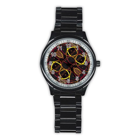 Luxury Futuristic Ornament Sport Metal Watch (Black) from ArtsNow.com Front