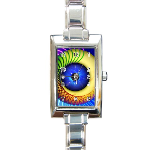 Eerie Psychedelic Eye Rectangular Italian Charm Watch from ArtsNow.com Front