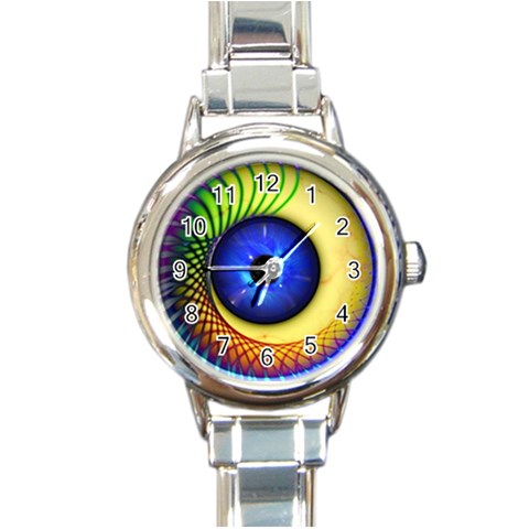 Eerie Psychedelic Eye Round Italian Charm Watch from ArtsNow.com Front