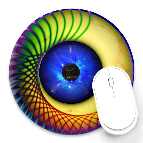 Eerie Psychedelic Eye 8  Mouse Pad (Round) from ArtsNow.com Front