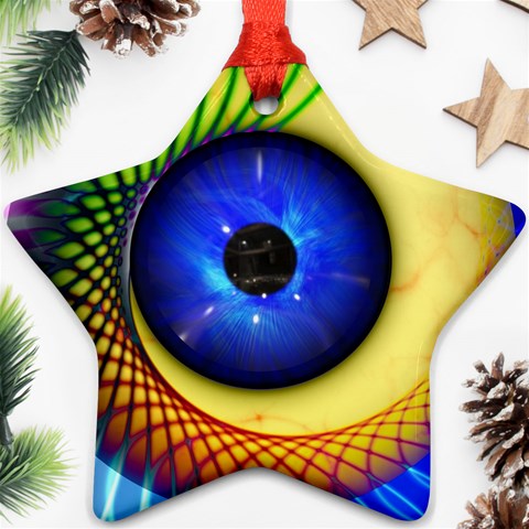 Eerie Psychedelic Eye Star Ornament from ArtsNow.com Front