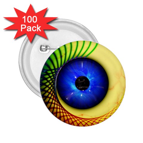 Eerie Psychedelic Eye 2.25  Button (100 pack) from ArtsNow.com Front