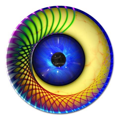 Eerie Psychedelic Eye Magnet 5  (Round) from ArtsNow.com Front