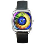 Eerie Psychedelic Eye Square Leather Watch