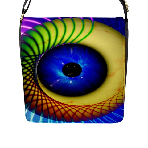 Eerie Psychedelic Eye Flap Closure Messenger Bag (Large) from ArtsNow.com Front