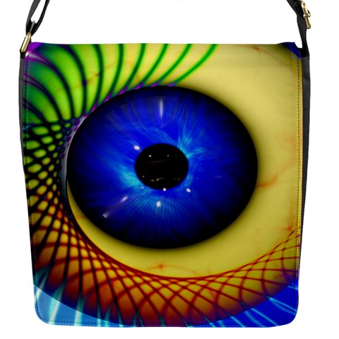 Eerie Psychedelic Eye Flap Closure Messenger Bag (Small) from ArtsNow.com Front