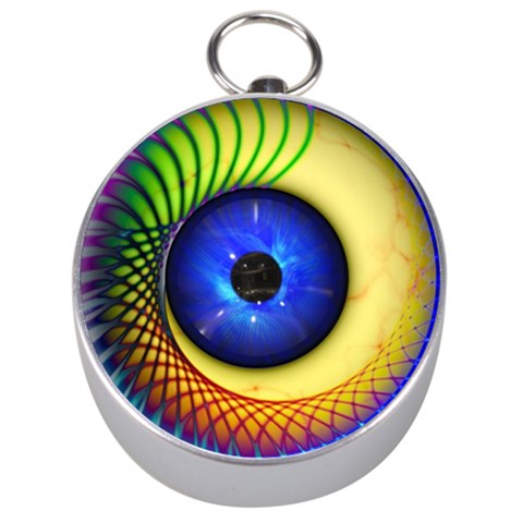Eerie Psychedelic Eye Silver Compass from ArtsNow.com Front