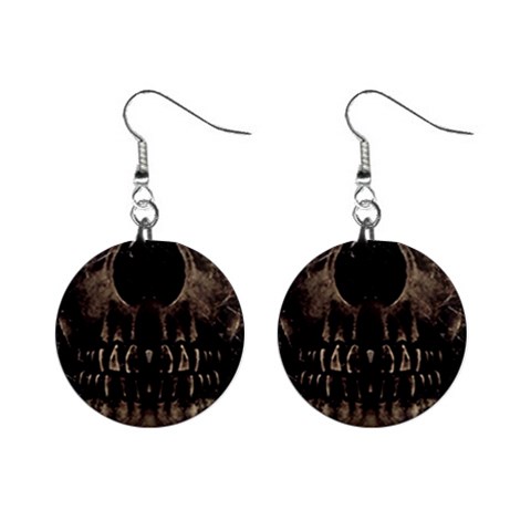 Skull Poster Background Mini Button Earrings from ArtsNow.com Front