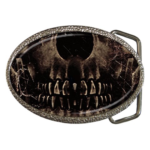 Skull Poster Background Belt Buckle (Oval) from ArtsNow.com Front