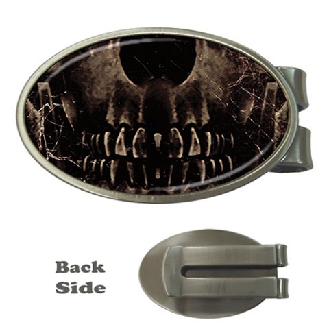 Skull Poster Background Money Clip (Oval) from ArtsNow.com Front
