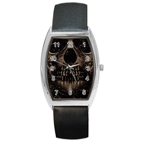 Skull Poster Background Tonneau Leather Watch from ArtsNow.com Front
