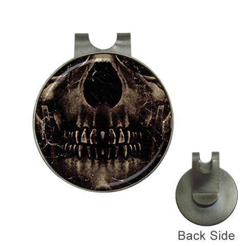 Skull Poster Background Hat Clip with Golf Ball Marker from ArtsNow.com Front