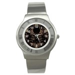 Skull Poster Background Stainless Steel Watch (Slim)