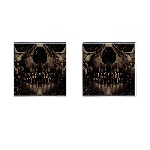Skull Poster Background Cufflinks (Square) from ArtsNow.com Front(Pair)