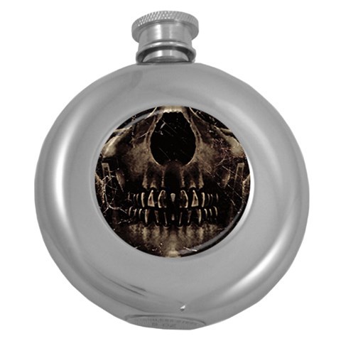 Skull Poster Background Hip Flask (Round) from ArtsNow.com Front