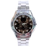 Skull Poster Background Stainless Steel Watch