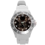 Skull Poster Background Plastic Sport Watch (Large)