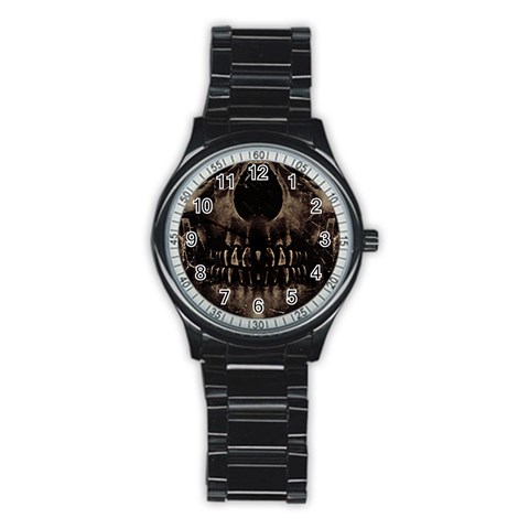 Skull Poster Background Sport Metal Watch (Black) from ArtsNow.com Front