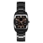 Skull Poster Background Stainless Steel Barrel Watch