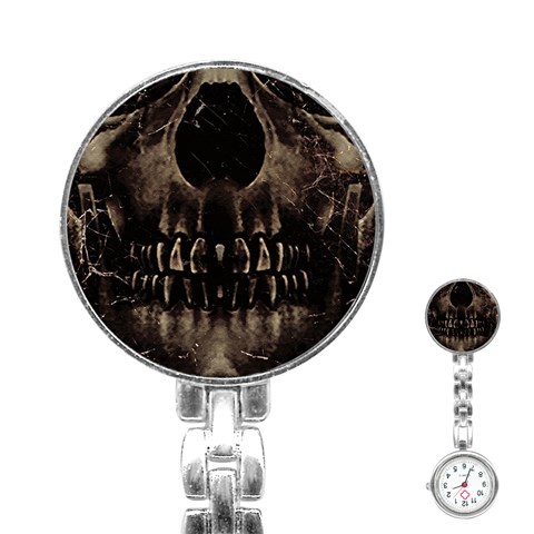 Skull Poster Background Stainless Steel Nurses Watch from ArtsNow.com Front