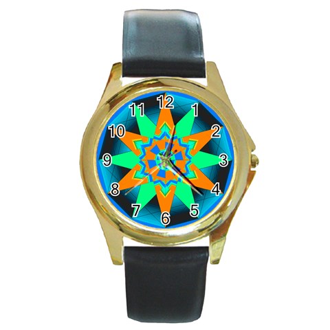Polarity Round Gold Metal Watch from ArtsNow.com Front