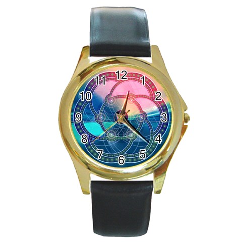 Remembrance Round Gold Metal Watch from ArtsNow.com Front
