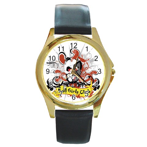 Bad Girls Club Round Gold Metal Watch from ArtsNow.com Front