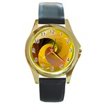 Rhythm Round Gold Metal Watch