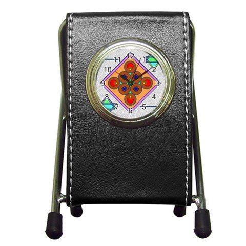 Sacred Mosaic Pen Holder Desk Clock from ArtsNow.com Front