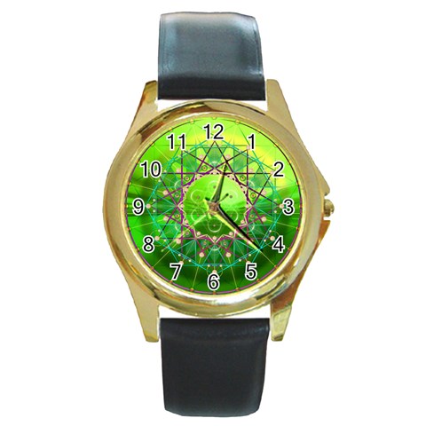Synchronicity Round Gold Metal Watch from ArtsNow.com Front
