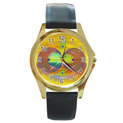Trust Round Gold Metal Watch from ArtsNow.com Front