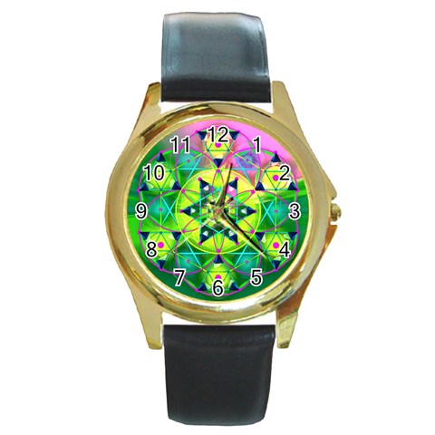 Wisdom Round Gold Metal Watch from ArtsNow.com Front