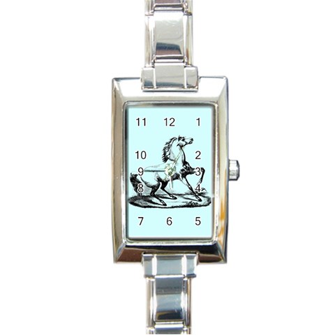 vintagehorse2ornament Rectangular Italian Charm Watch from ArtsNow.com Front