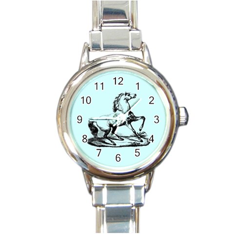 vintagehorse2ornament Round Italian Charm Watch from ArtsNow.com Front