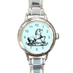 vintagehorse2ornament Round Italian Charm Watch