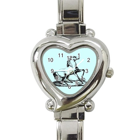 vintagehorse2ornament Heart Italian Charm Watch from ArtsNow.com Front